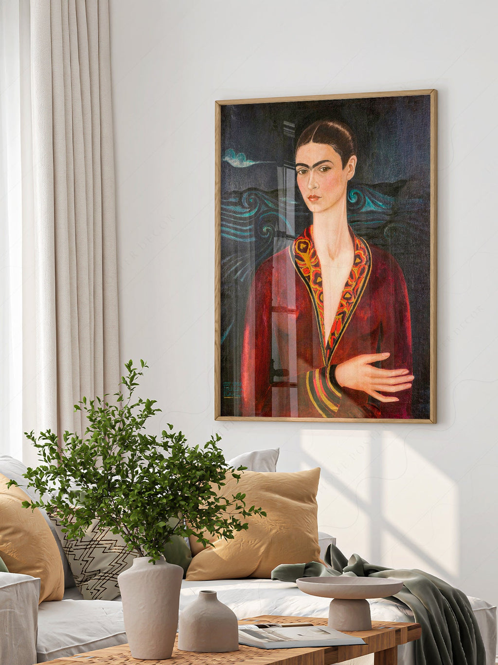 Frida Kahlo Self-Portrait in Velvet Dress Art Print – Mexican Art Poster