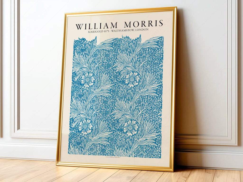 William Morris Marigold 1875 Art Print – Blue Floral Wall Art Poster