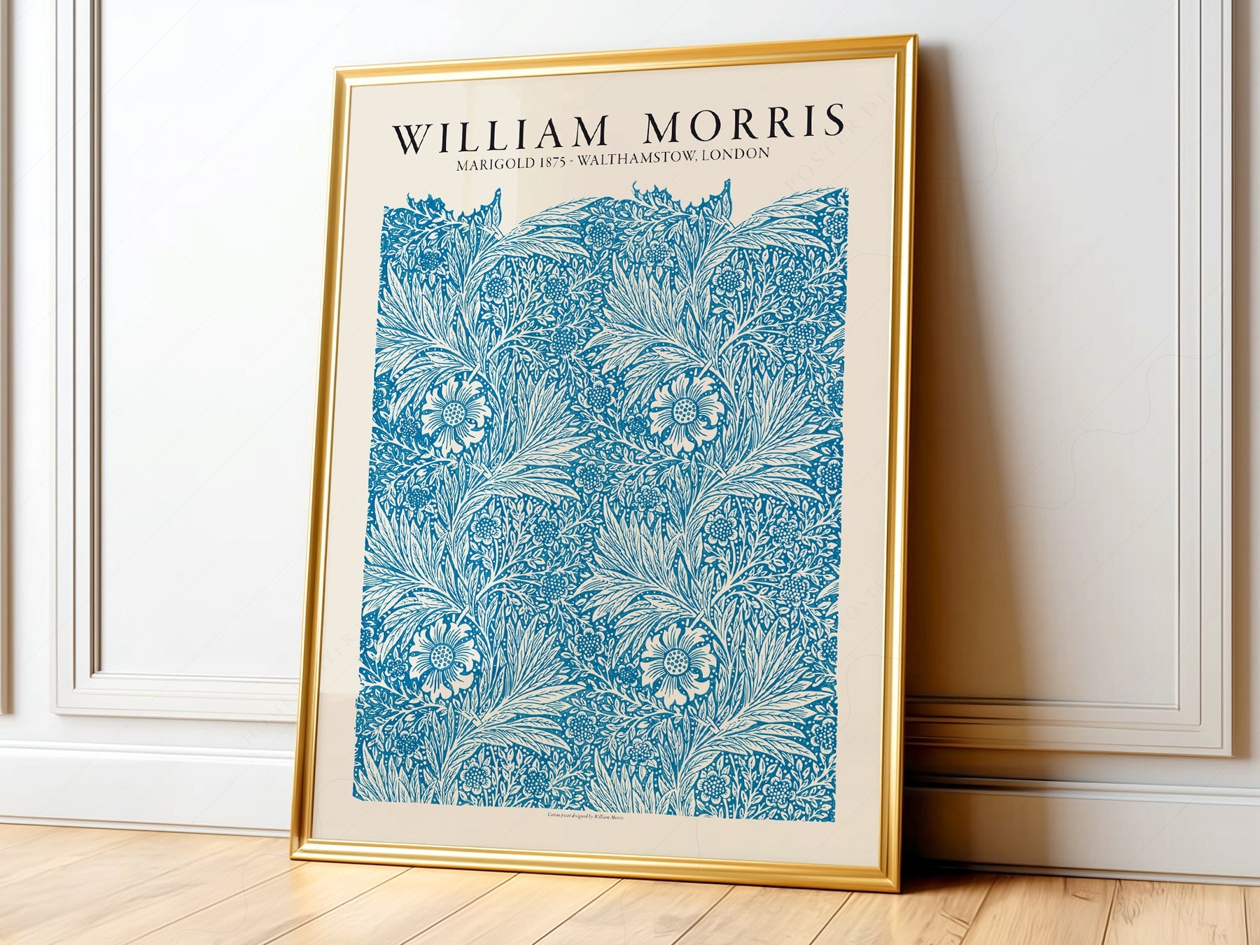 William Morris Marigold 1875 Art Print – Blue Floral Wall Art Poster