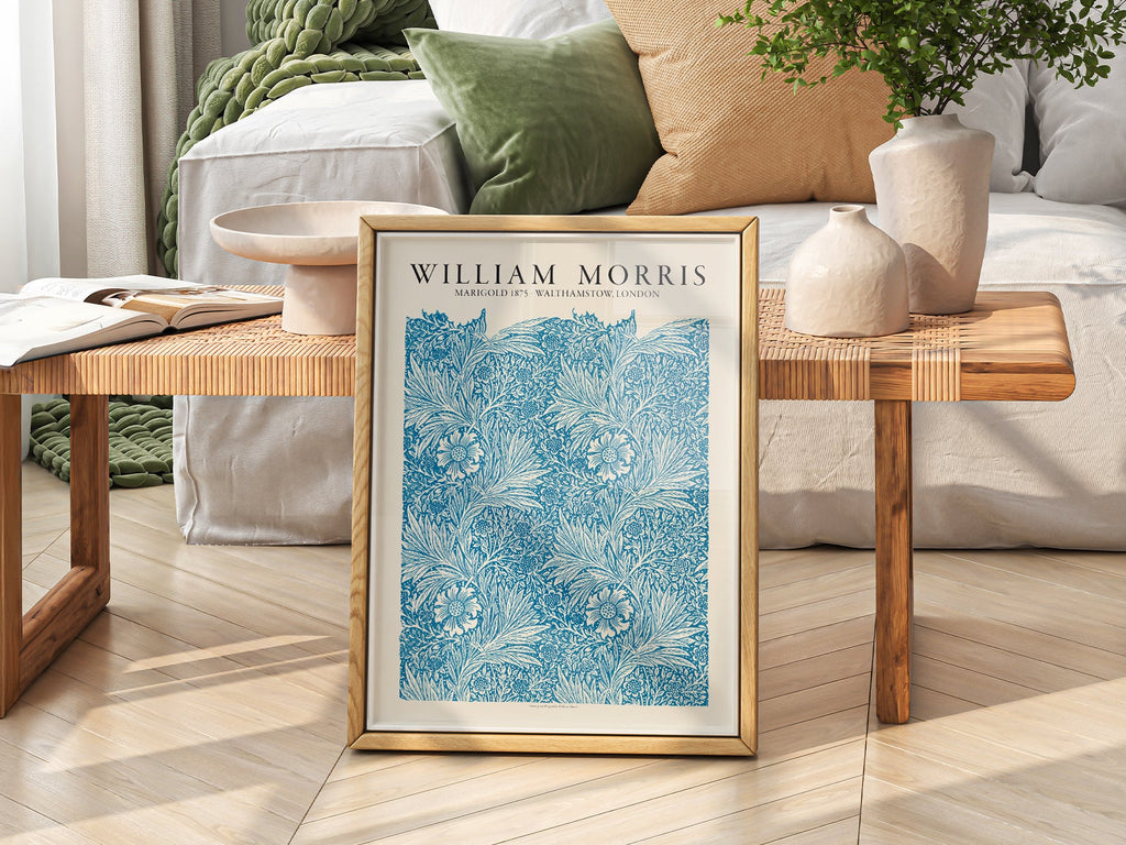 William Morris Marigold 1875 Art Print – Blue Floral Wall Art Poster