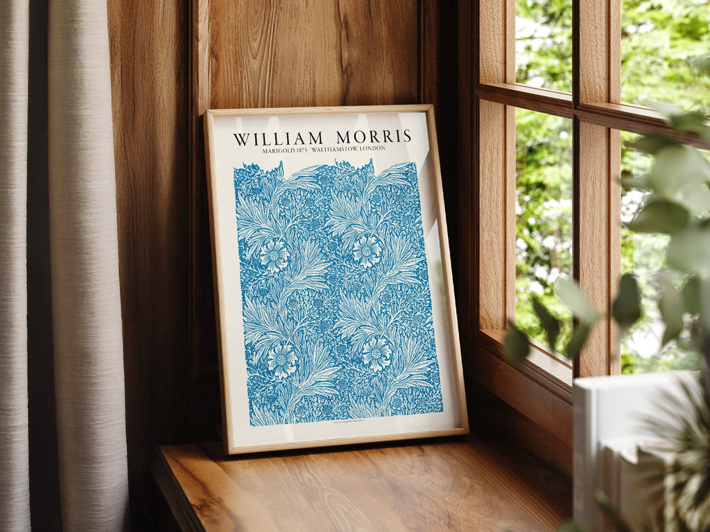William Morris Marigold 1875 Art Print – Blue Floral Wall Art Poster
