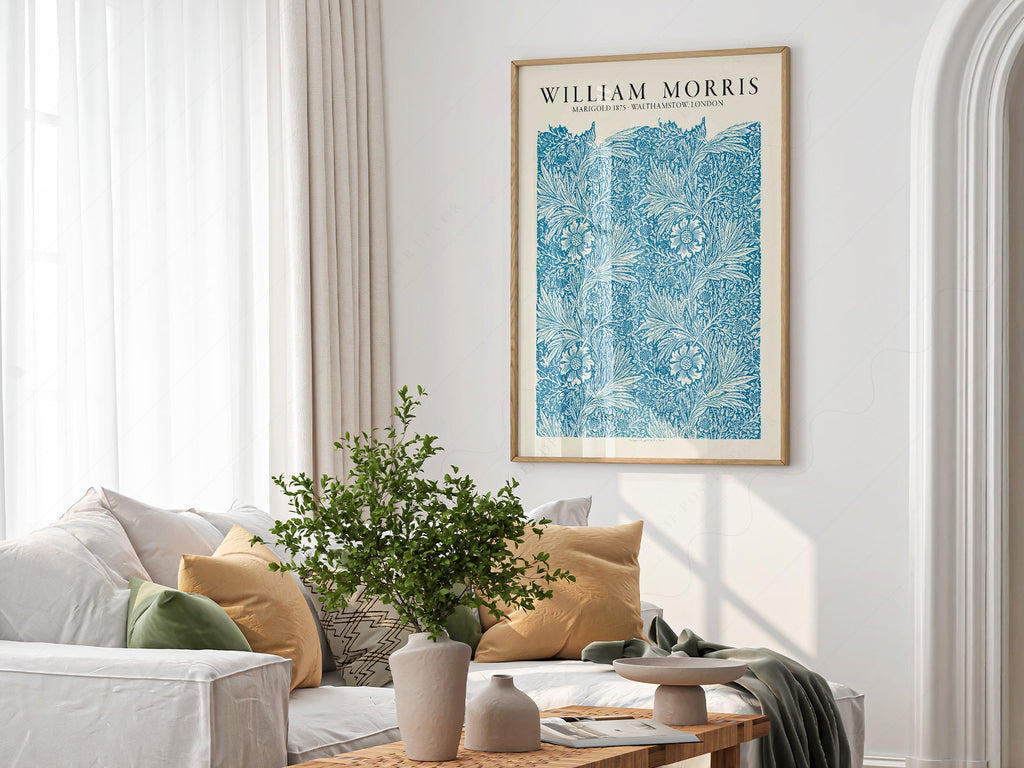 William Morris Marigold 1875 Art Print – Blue Floral Wall Art Poster