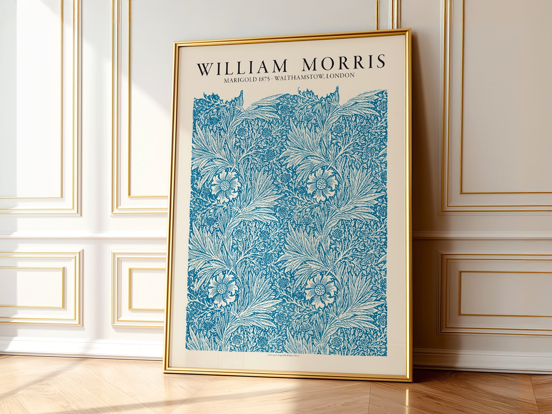 William Morris Marigold 1875 Art Print – Blue Floral Wall Art Poster