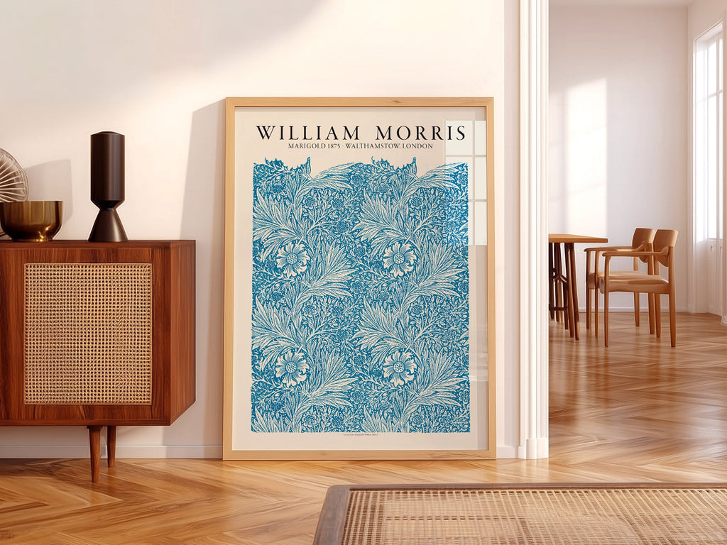 William Morris Marigold 1875 Art Print – Blue Floral Wall Art Poster
