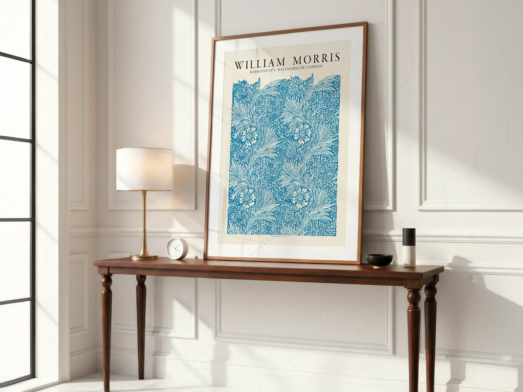 William Morris Marigold 1875 Art Print – Blue Floral Wall Art Poster