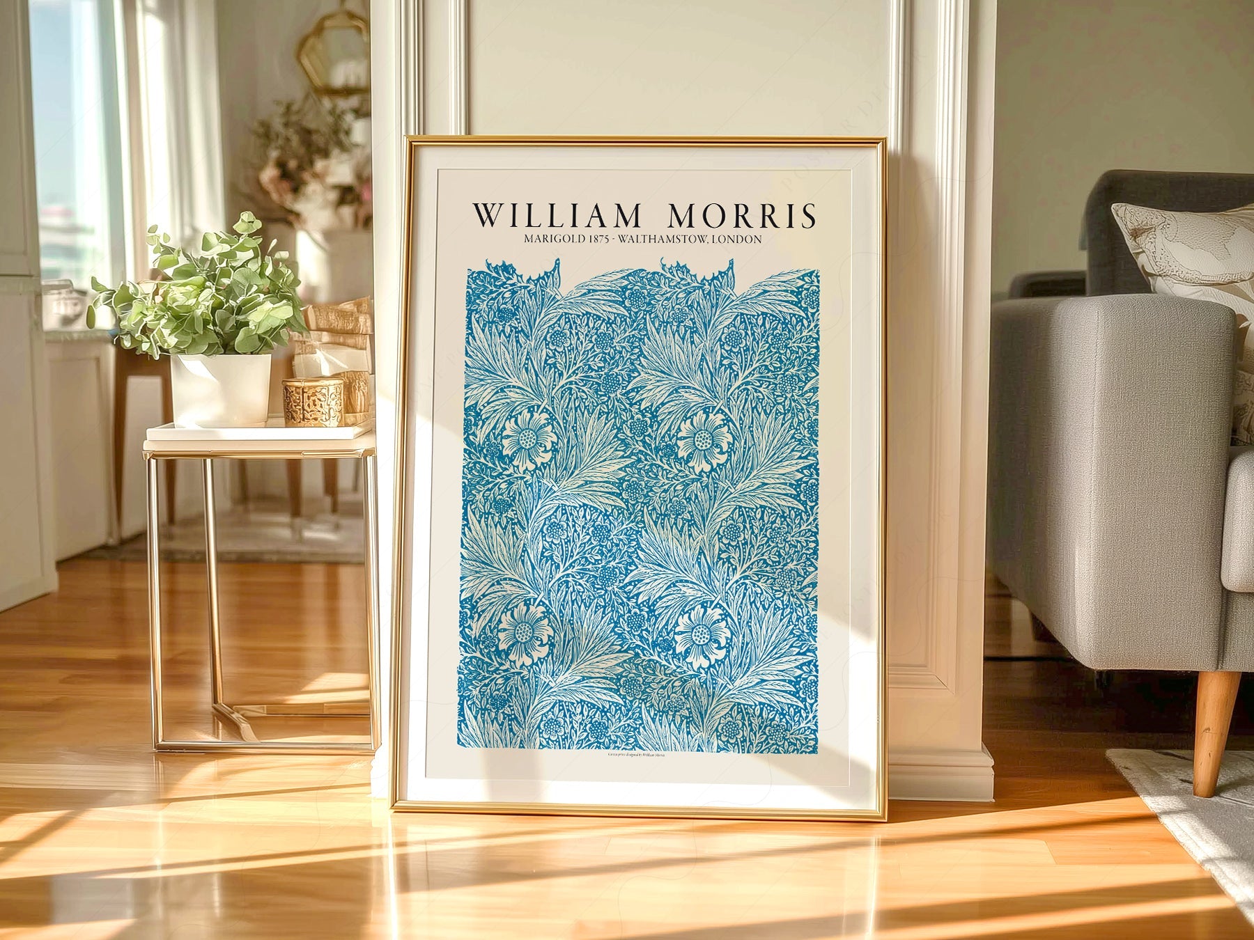 William Morris Marigold 1875 Art Print – Blue Floral Wall Art Poster