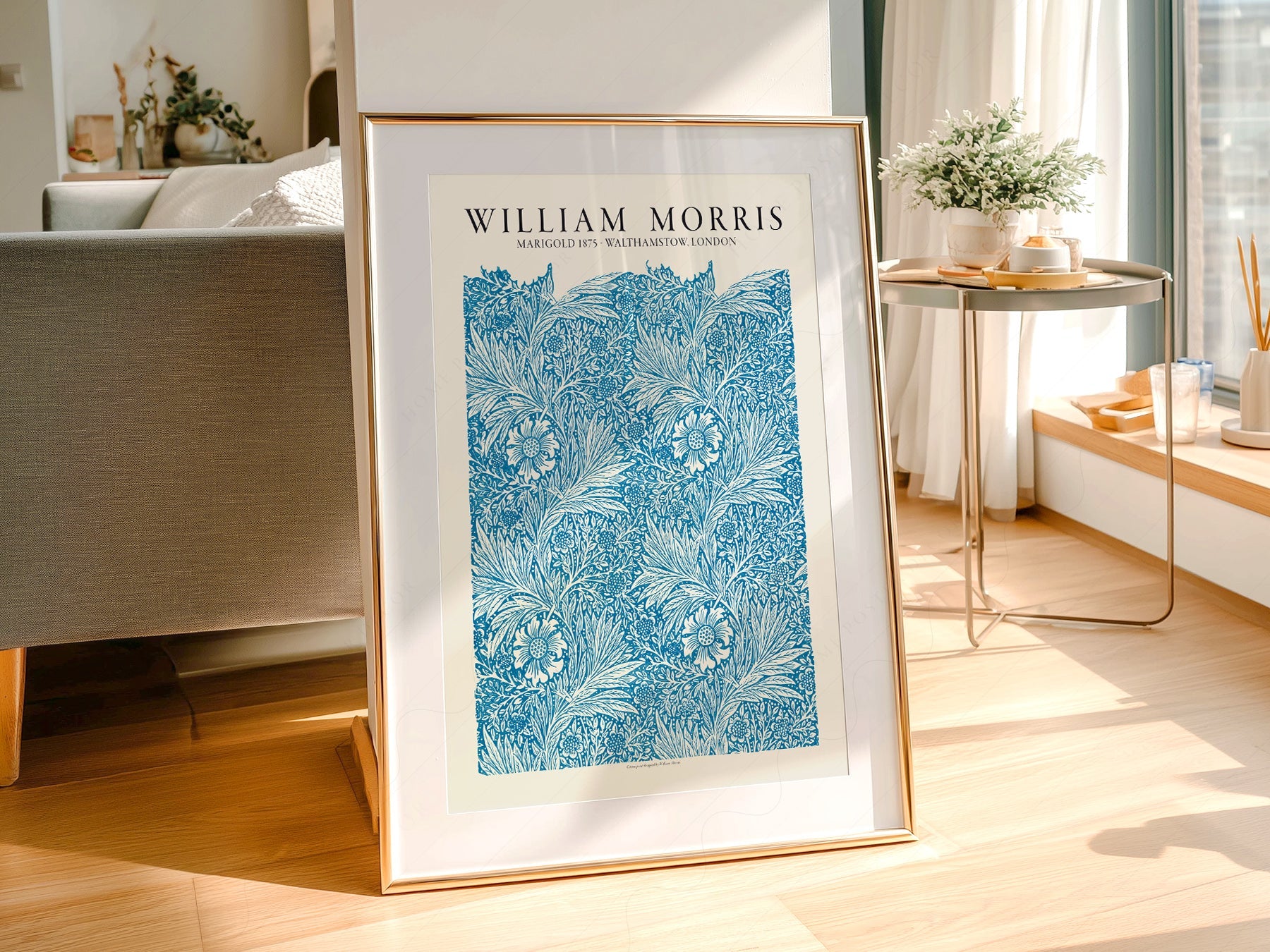 William Morris Marigold 1875 Art Print – Blue Floral Wall Art Poster