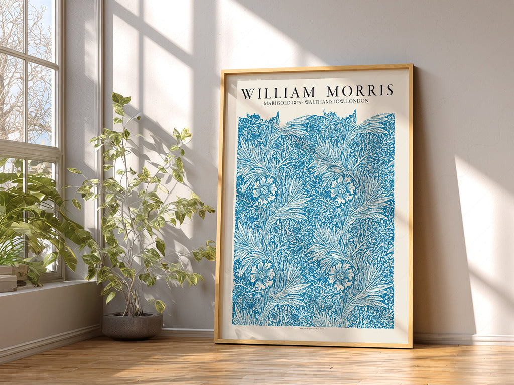 William Morris Marigold 1875 Art Print – Blue Floral Wall Art Poster