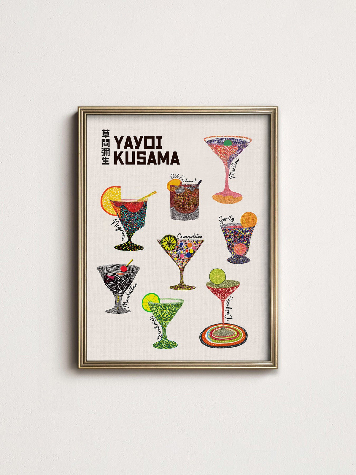 Yayoi Kusama Polka Dot Cocktails Art Print – Colorful Bar Wall Decor