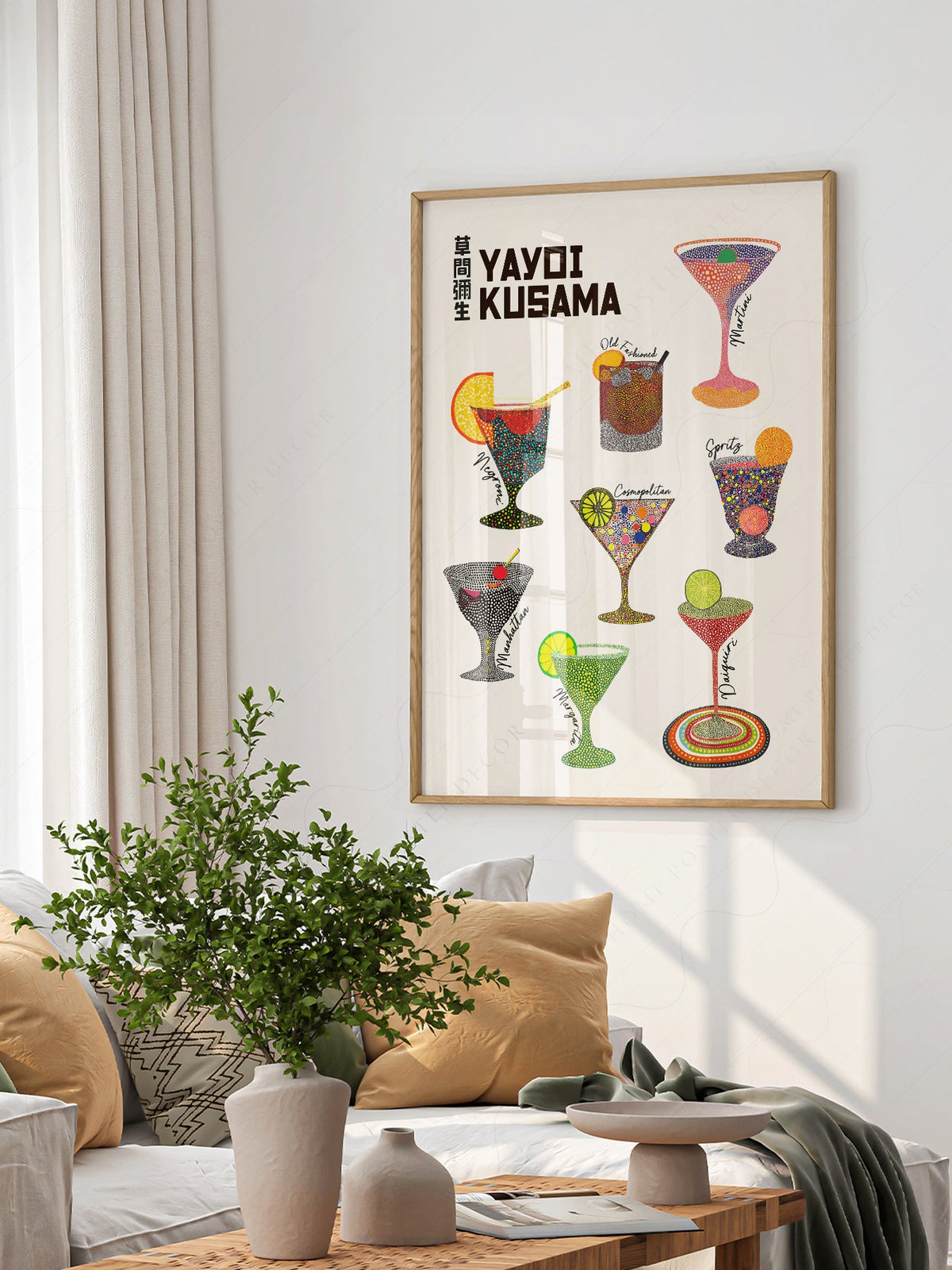 Yayoi Kusama Polka Dot Cocktails Art Print – Colorful Bar Wall Decor