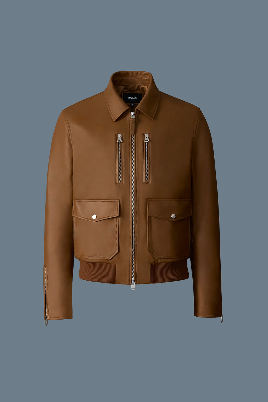 CHANCE-Z Spread Collar Leather Jacket