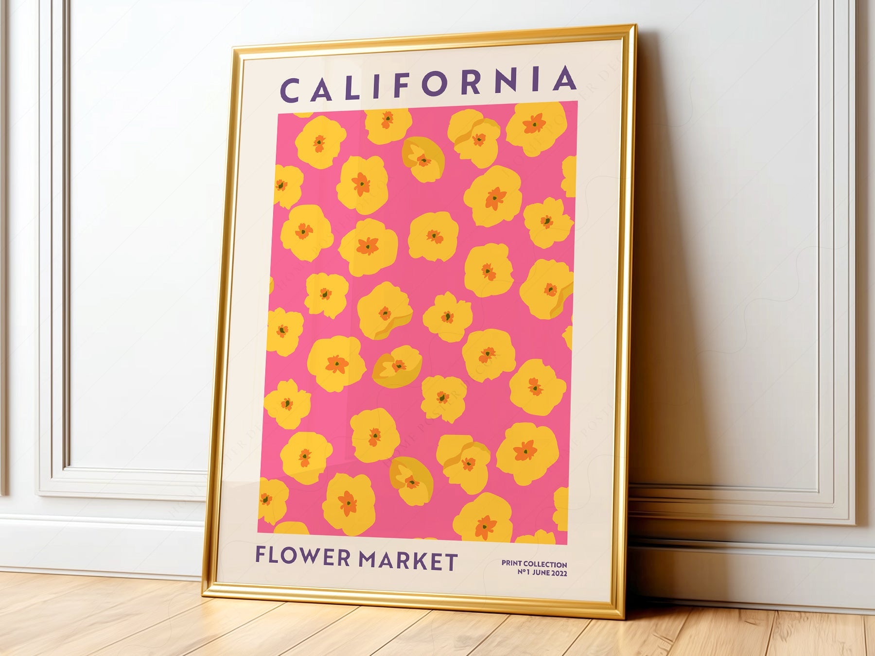 California Flower Market Print – Golden Poppy Floral Wall Art Poster