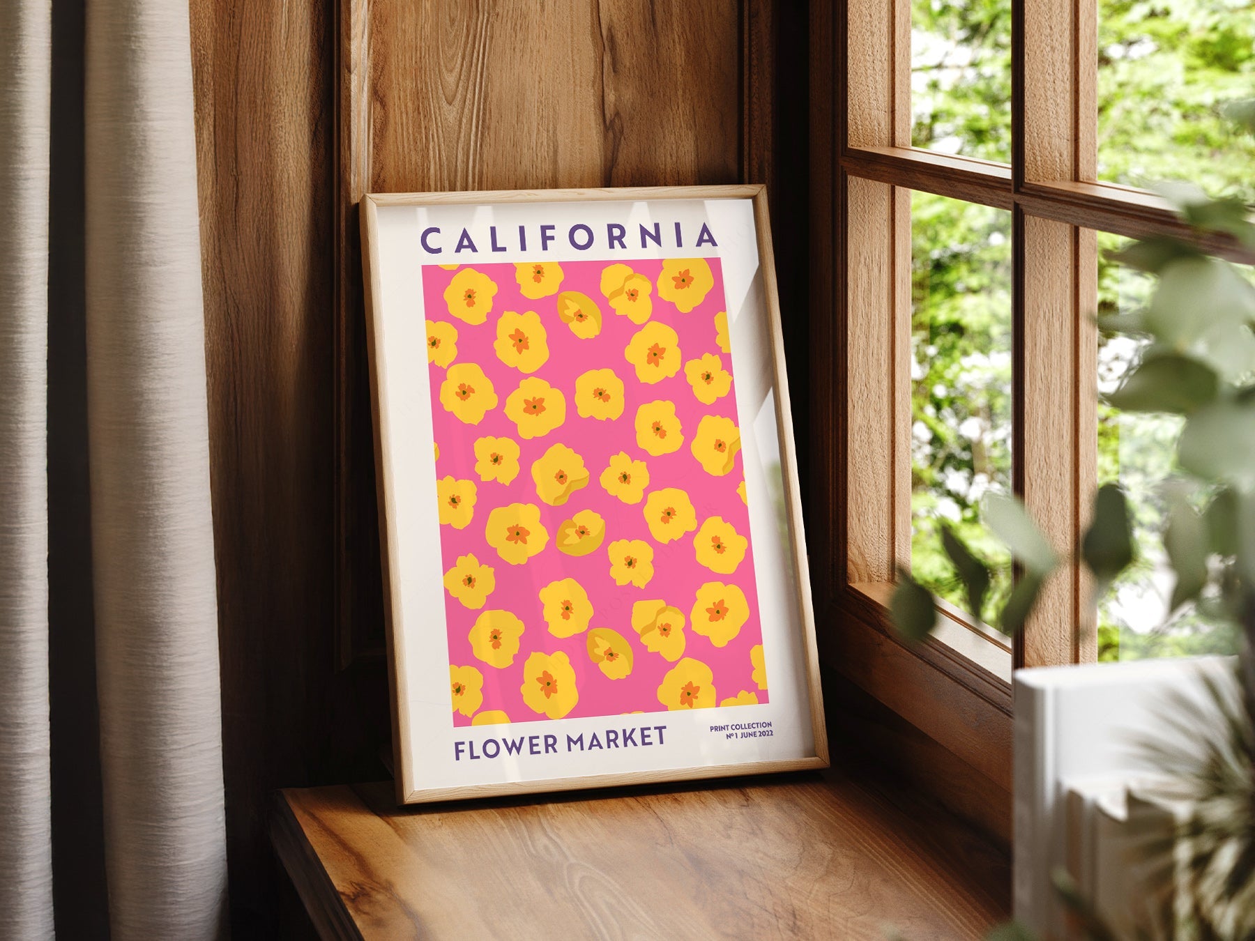 California Flower Market Print – Golden Poppy Floral Wall Art Poster