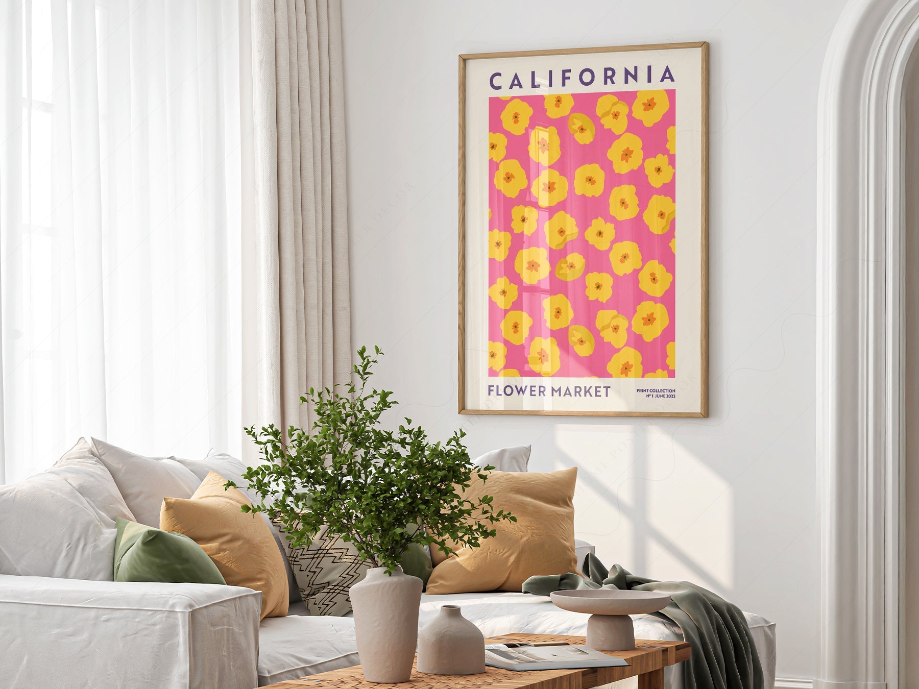 California Flower Market Print – Golden Poppy Floral Wall Art Poster