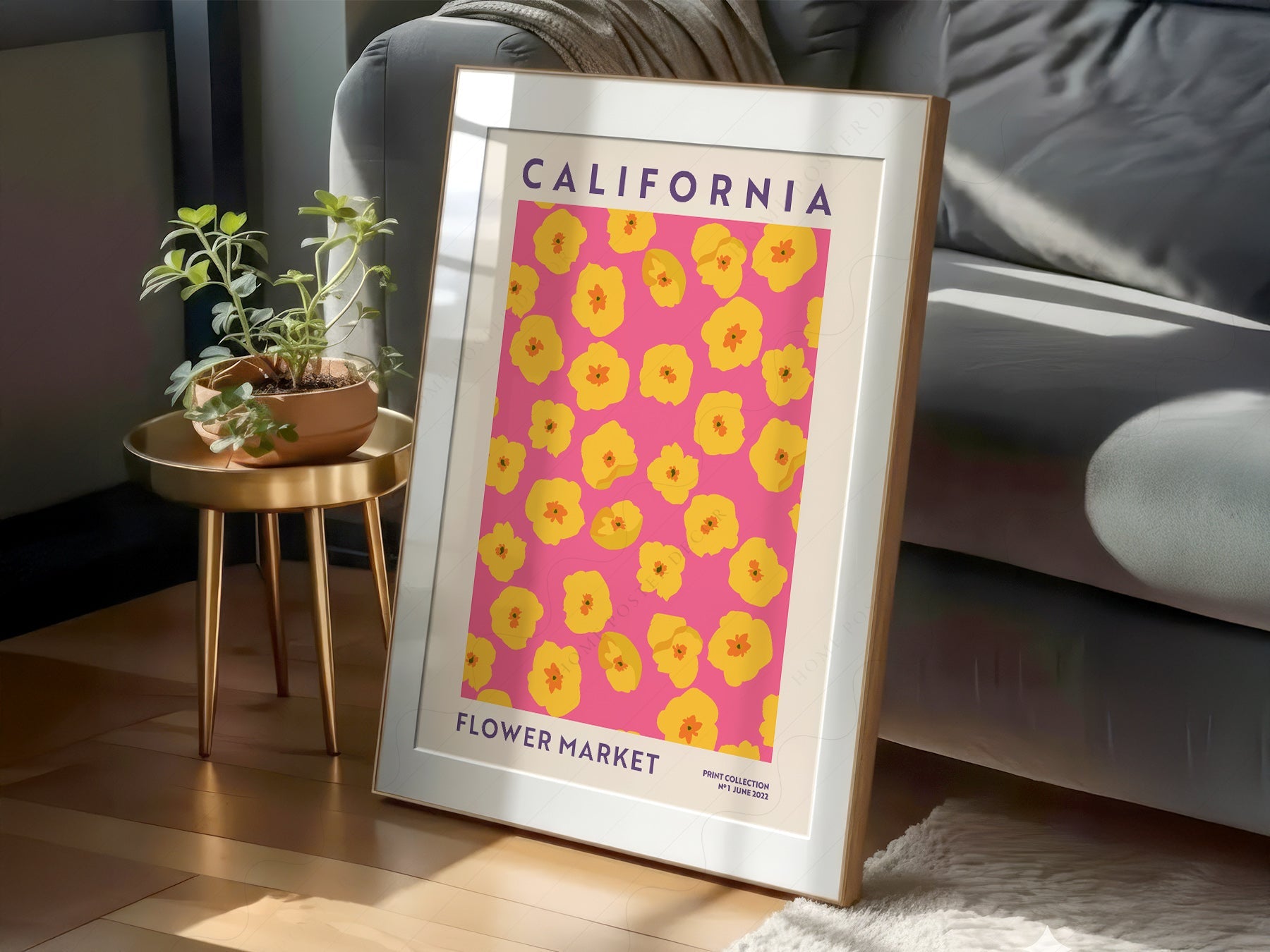 California Flower Market Print – Golden Poppy Floral Wall Art Poster