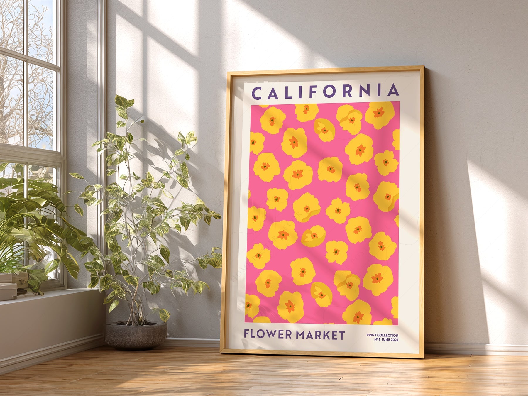 California Flower Market Print – Golden Poppy Floral Wall Art Poster
