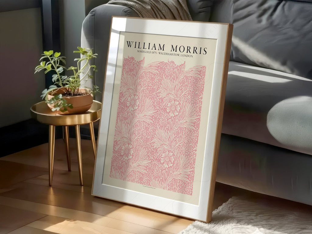 William Morris Marigold 1875 Art Print – Pink Floral Wall Art Poster