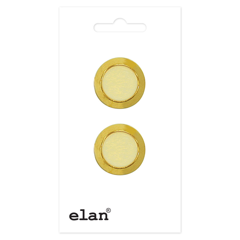 Elan ; Bouton à tige, crème anglaise et or, 18 mm