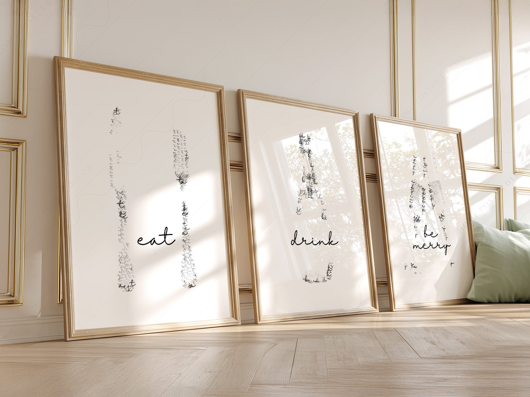 Eat Drink Be Merry Minimalist Print Set – Kitchen Wall Art Decor