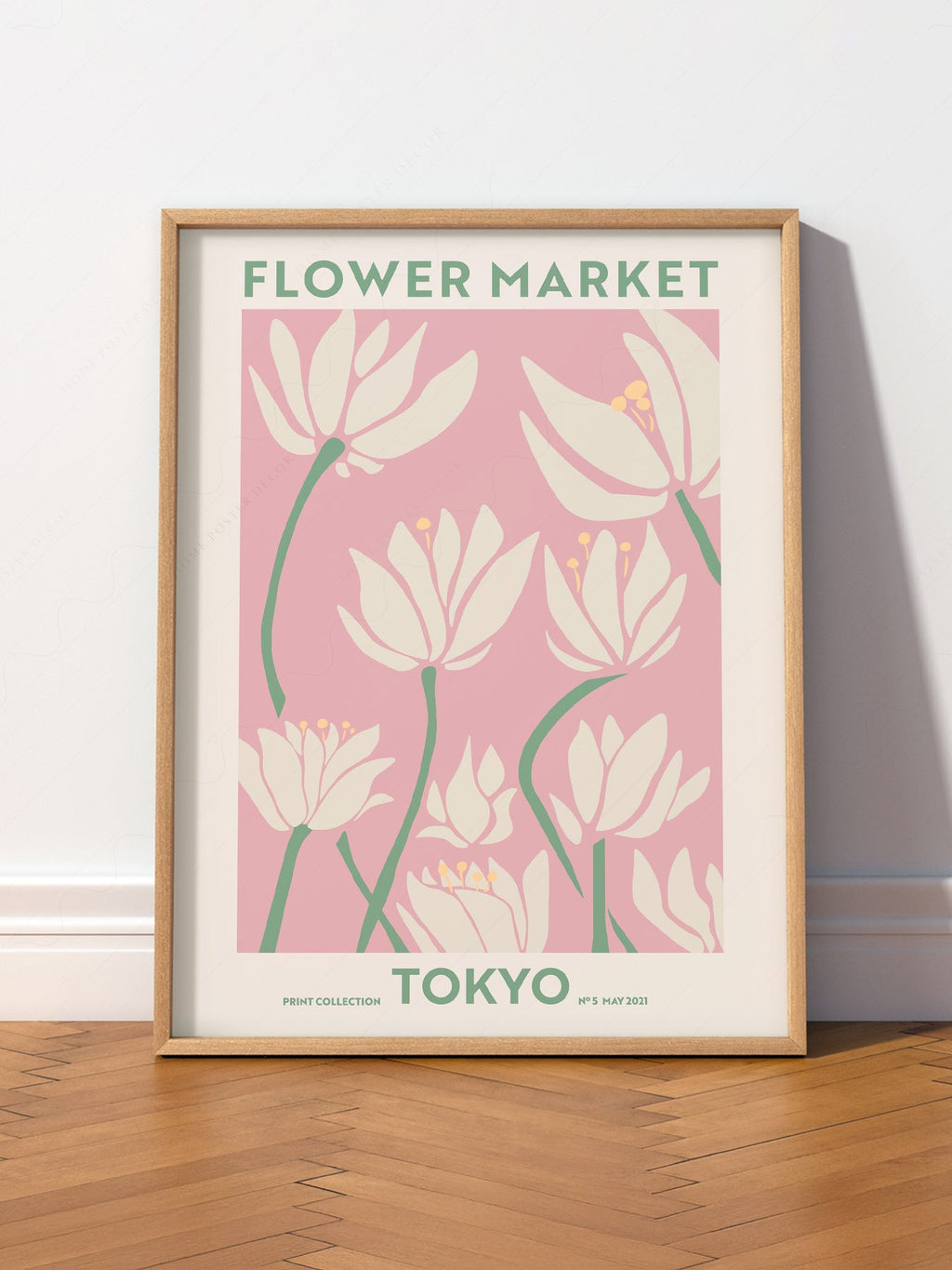 Flower Market Tokyo Print – Pink Floral Wall Art Poster for Modern Decor