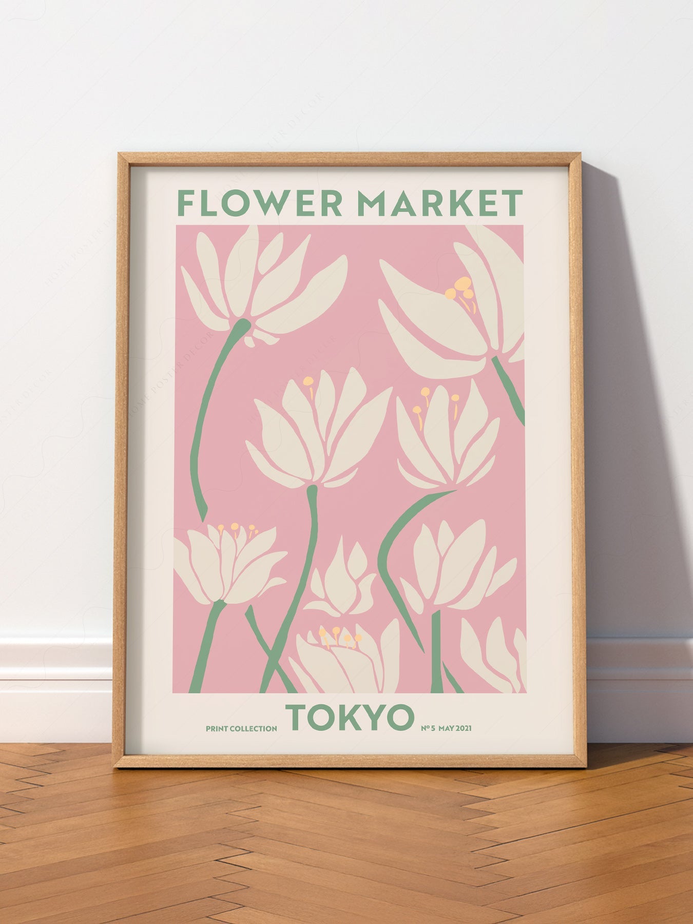 Flower Market Tokyo Print – Pink Floral Wall Art Poster for Modern Decor