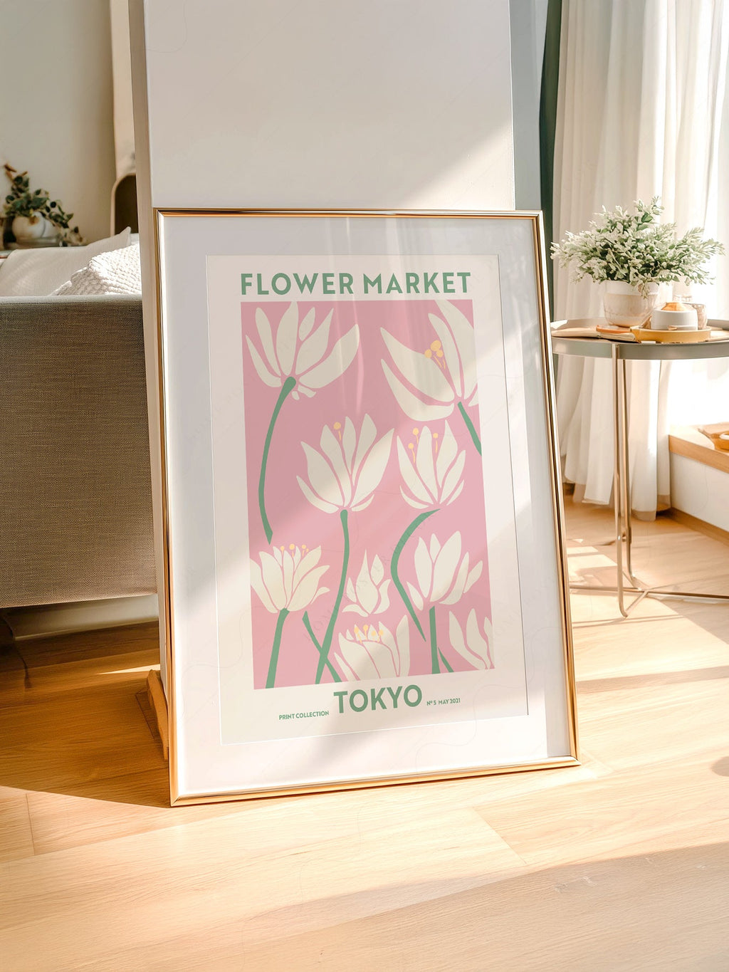Flower Market Tokyo Print – Pink Floral Wall Art Poster for Modern Decor