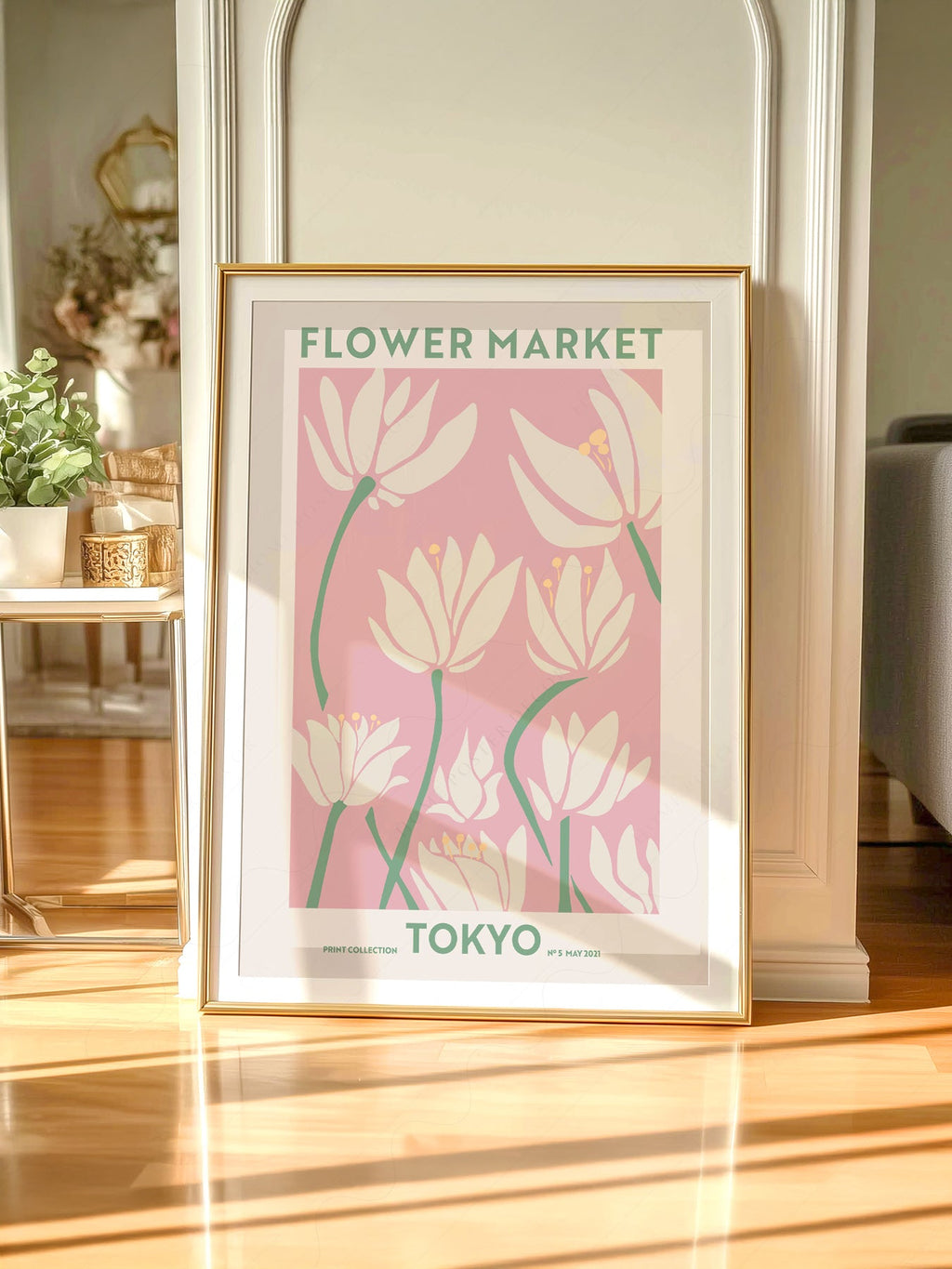 Flower Market Tokyo Print – Pink Floral Wall Art Poster for Modern Decor