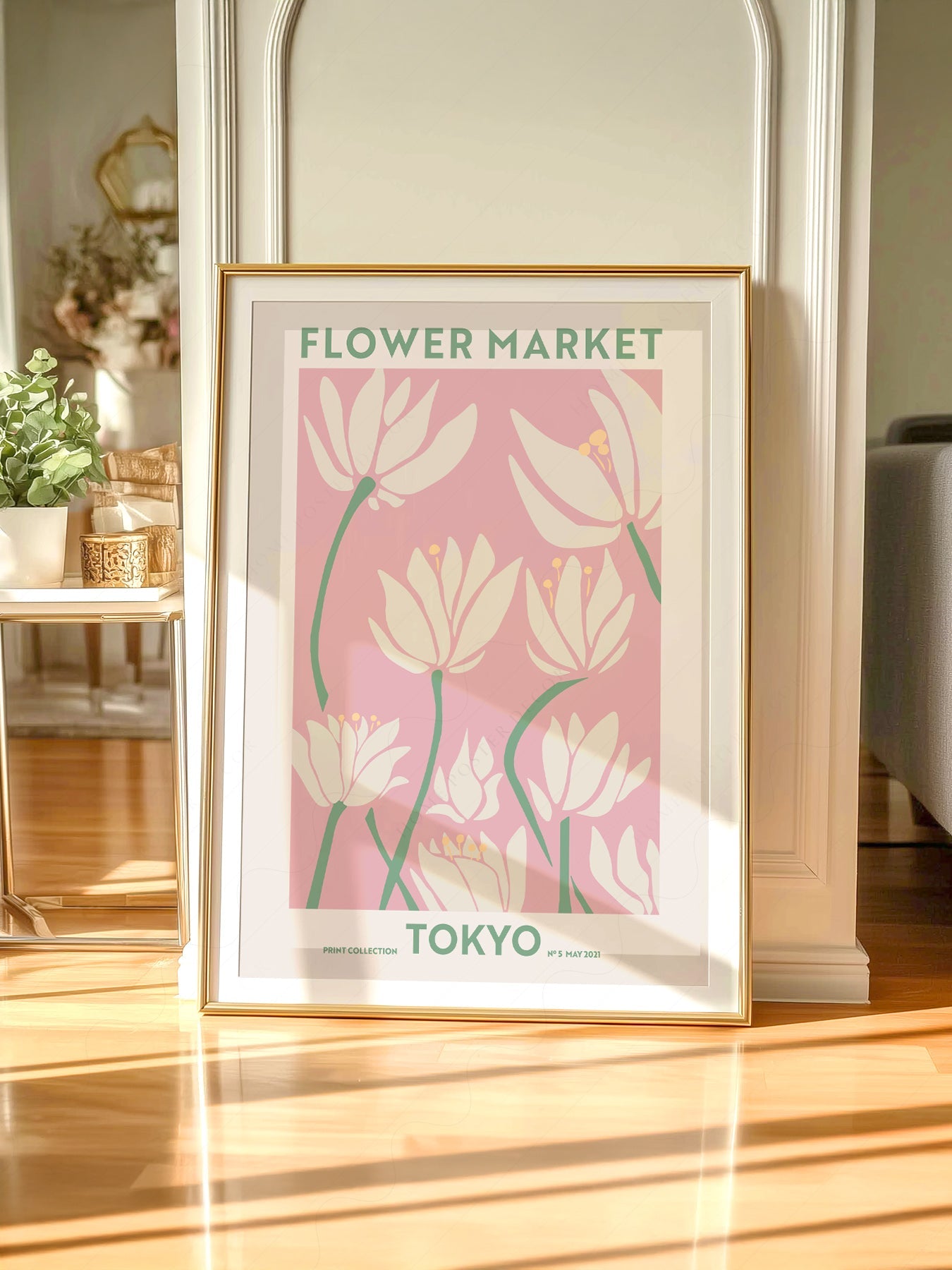 Flower Market Tokyo Print – Pink Floral Wall Art Poster for Modern Decor