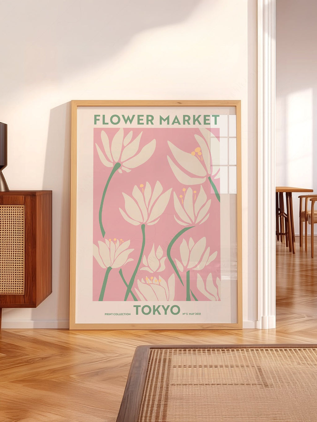 Flower Market Tokyo Print – Pink Floral Wall Art Poster for Modern Decor