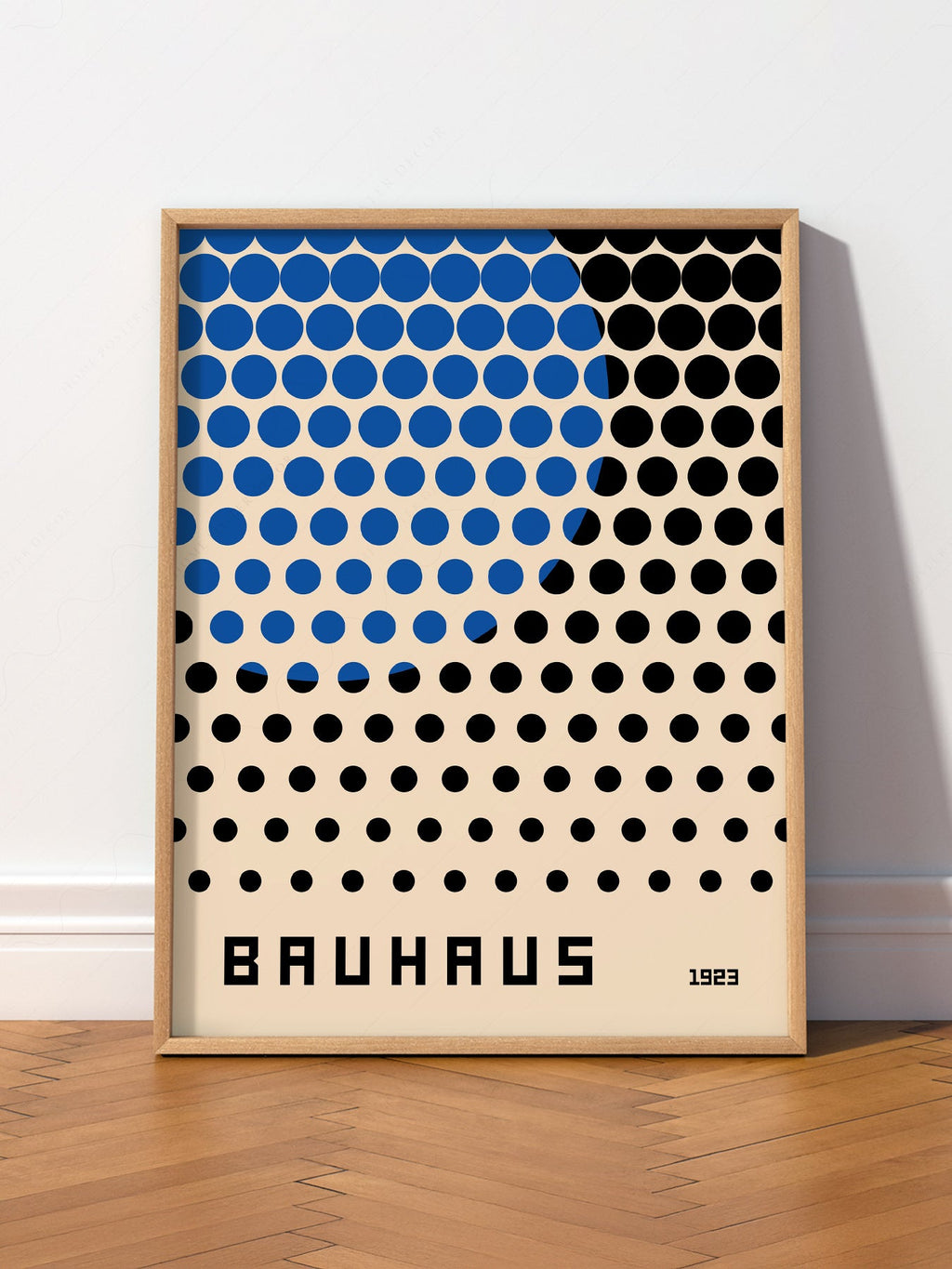 Bauhaus 1923 Exhibition Poster – Blue and Black Dots Wall Art Print
