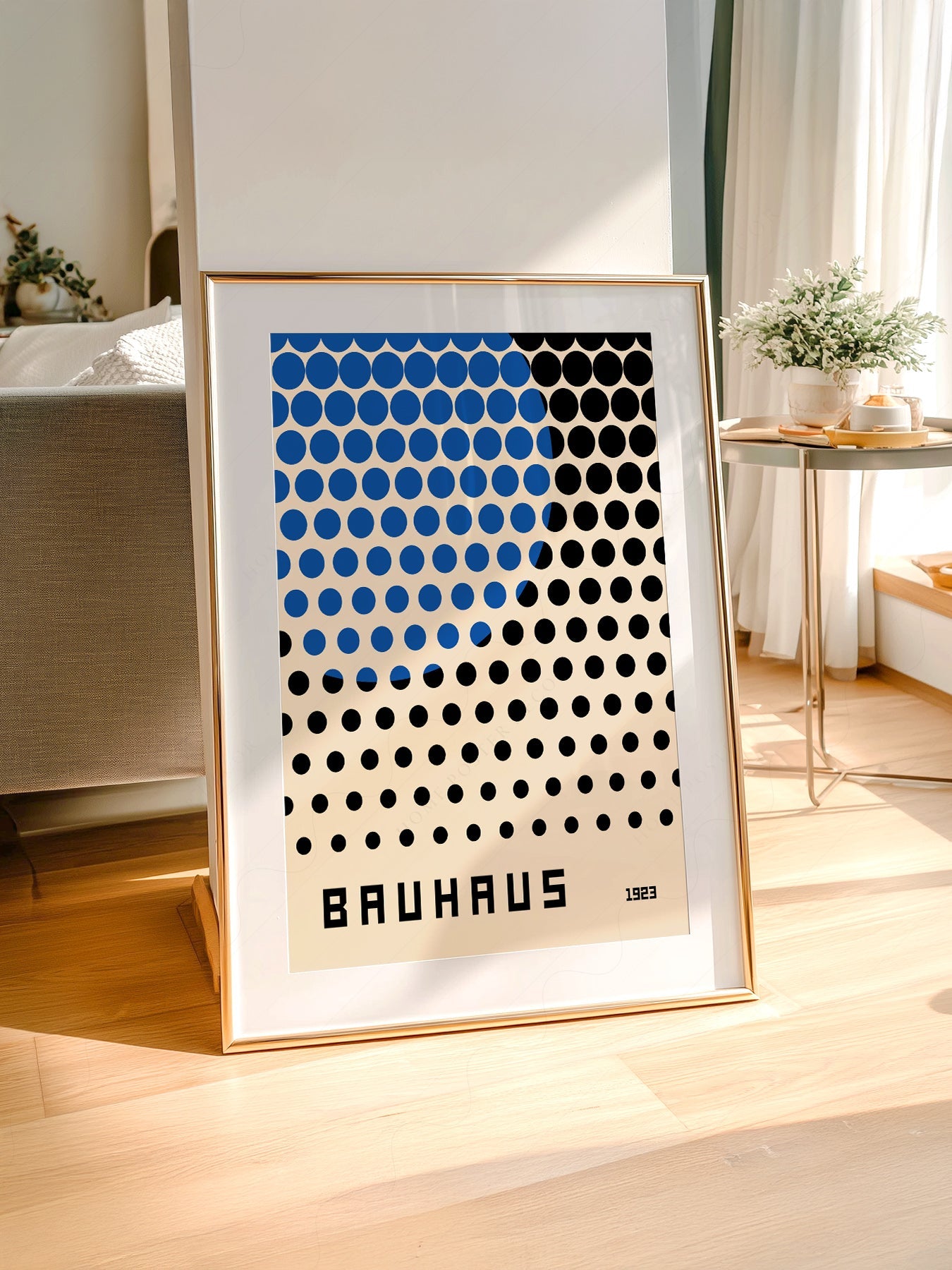 Bauhaus 1923 Exhibition Poster – Blue and Black Dots Wall Art Print