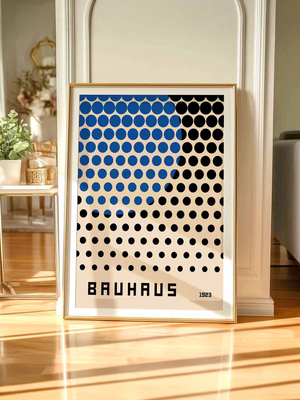 Bauhaus 1923 Exhibition Poster – Blue and Black Dots Wall Art Print