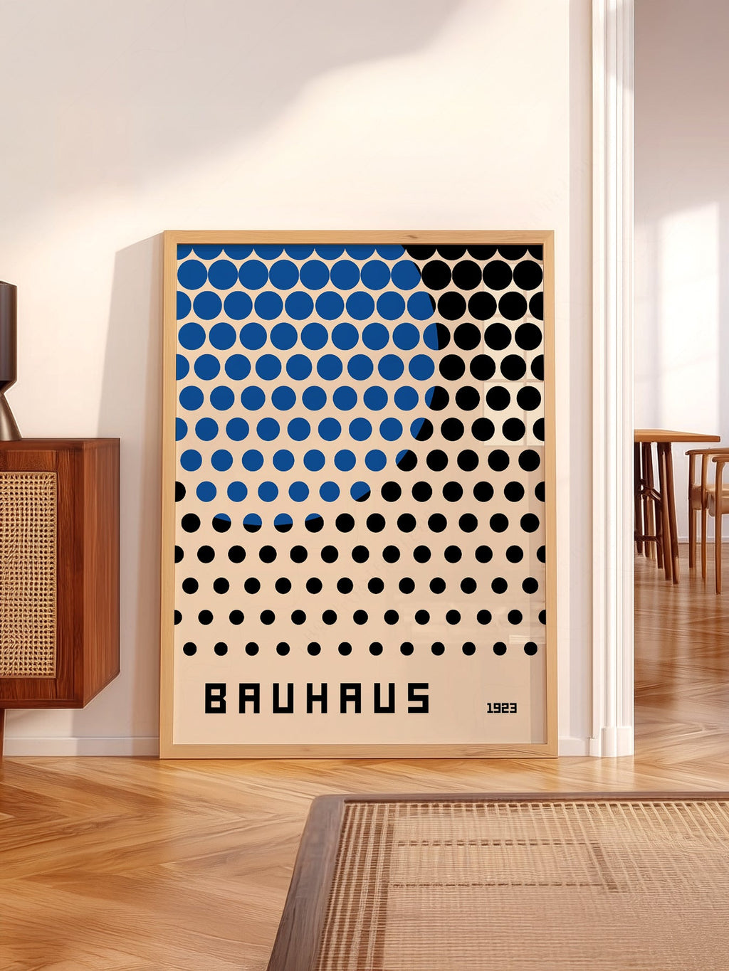 Bauhaus 1923 Exhibition Poster – Blue and Black Dots Wall Art Print