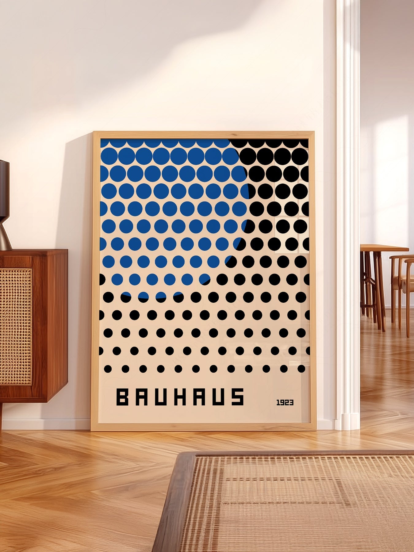 Bauhaus 1923 Exhibition Poster – Blue and Black Dots Wall Art Print