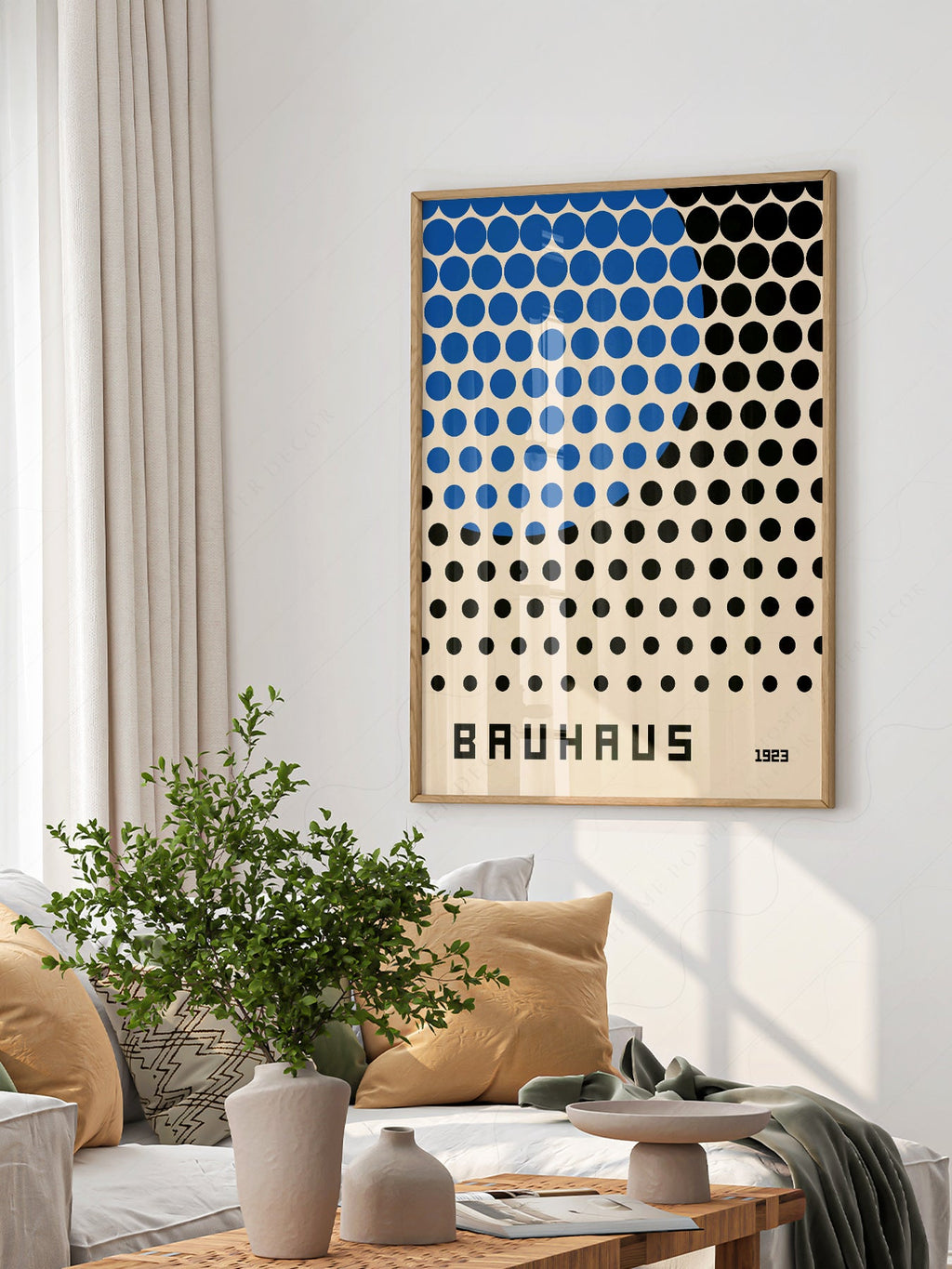 Bauhaus 1923 Exhibition Poster – Blue and Black Dots Wall Art Print
