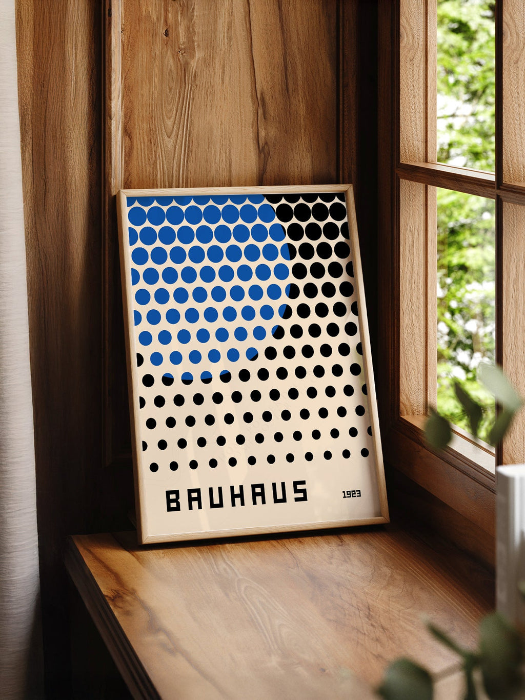 Bauhaus 1923 Exhibition Poster – Blue and Black Dots Wall Art Print