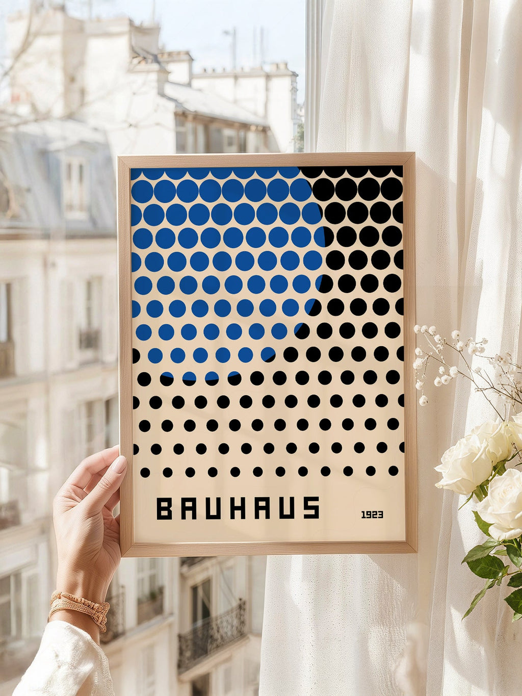 Bauhaus 1923 Exhibition Poster – Blue and Black Dots Wall Art Print