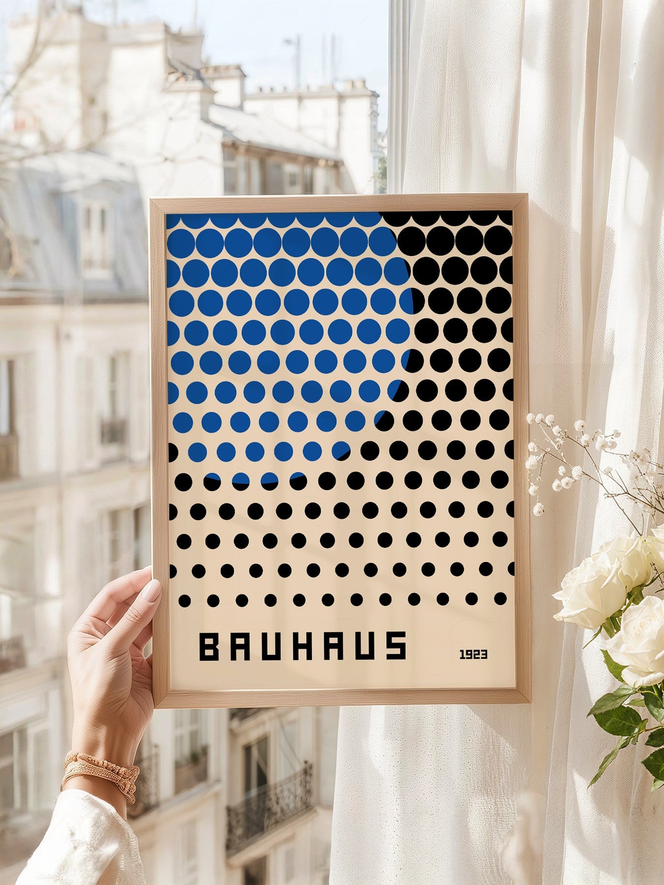 Bauhaus 1923 Exhibition Poster – Blue and Black Dots Wall Art Print