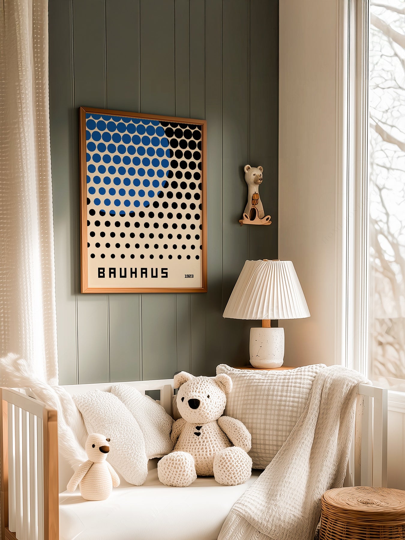 Bauhaus 1923 Exhibition Poster – Blue and Black Dots Wall Art Print