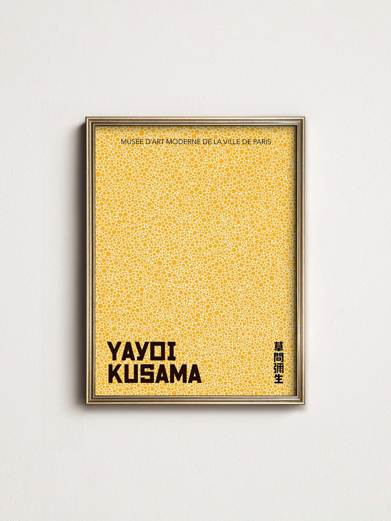 Yayoi Kusama Yellow Dots Exhibition Poster – Modern Japanese Wall Art