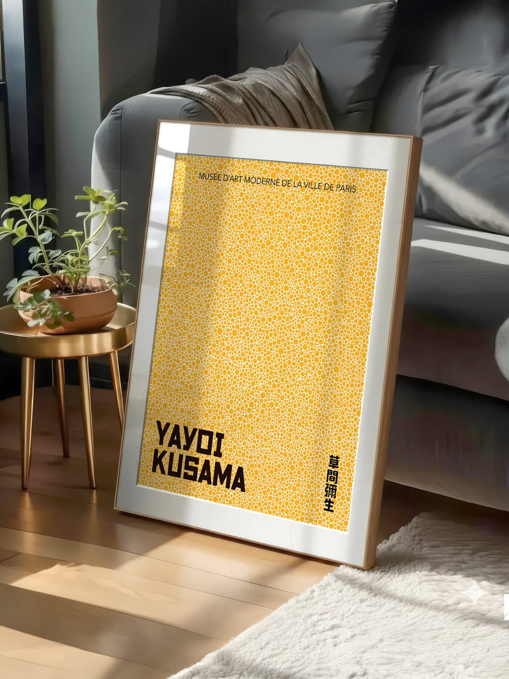 Yayoi Kusama Yellow Dots Exhibition Poster – Modern Japanese Wall Art