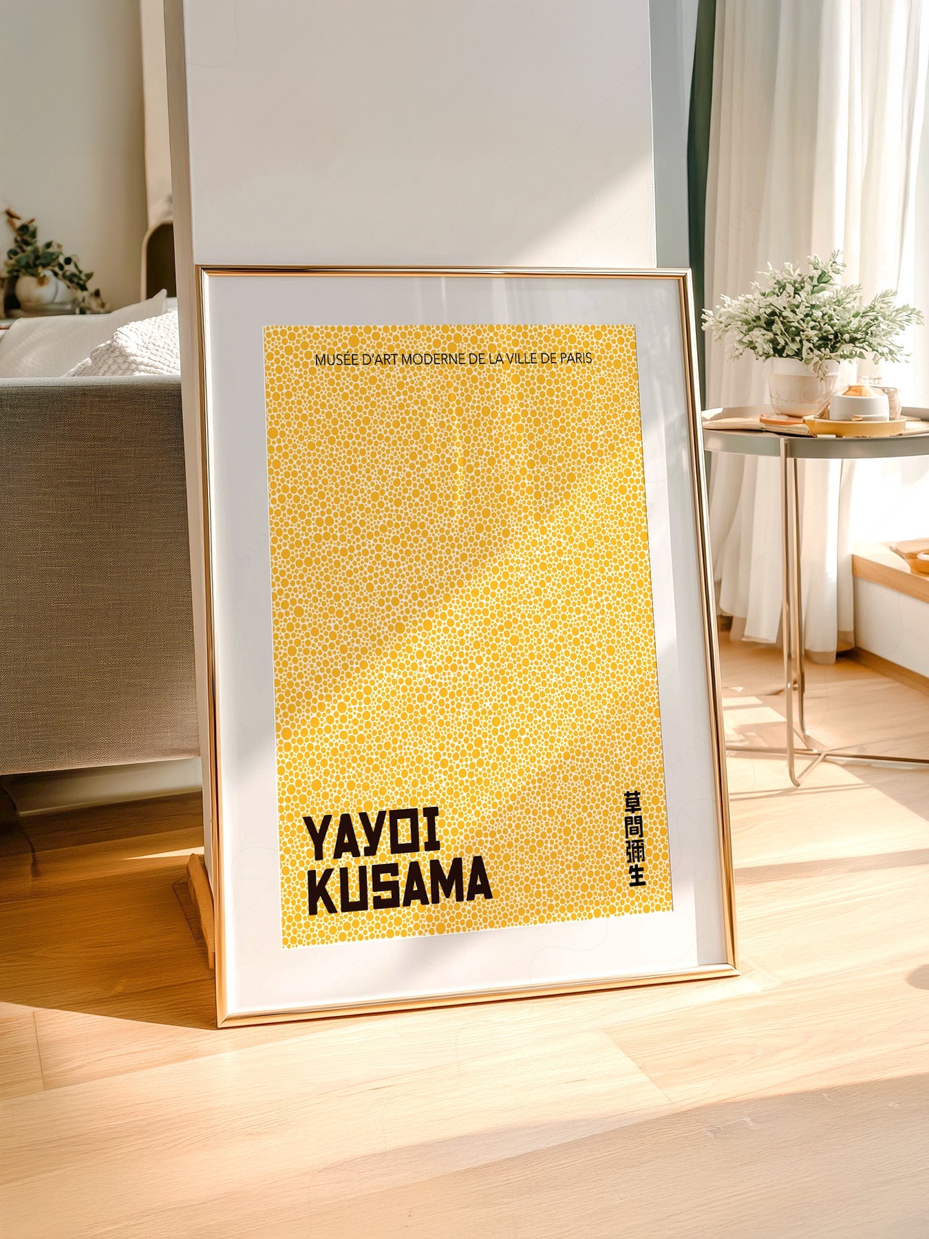 Yayoi Kusama Yellow Dots Exhibition Poster – Modern Japanese Wall Art