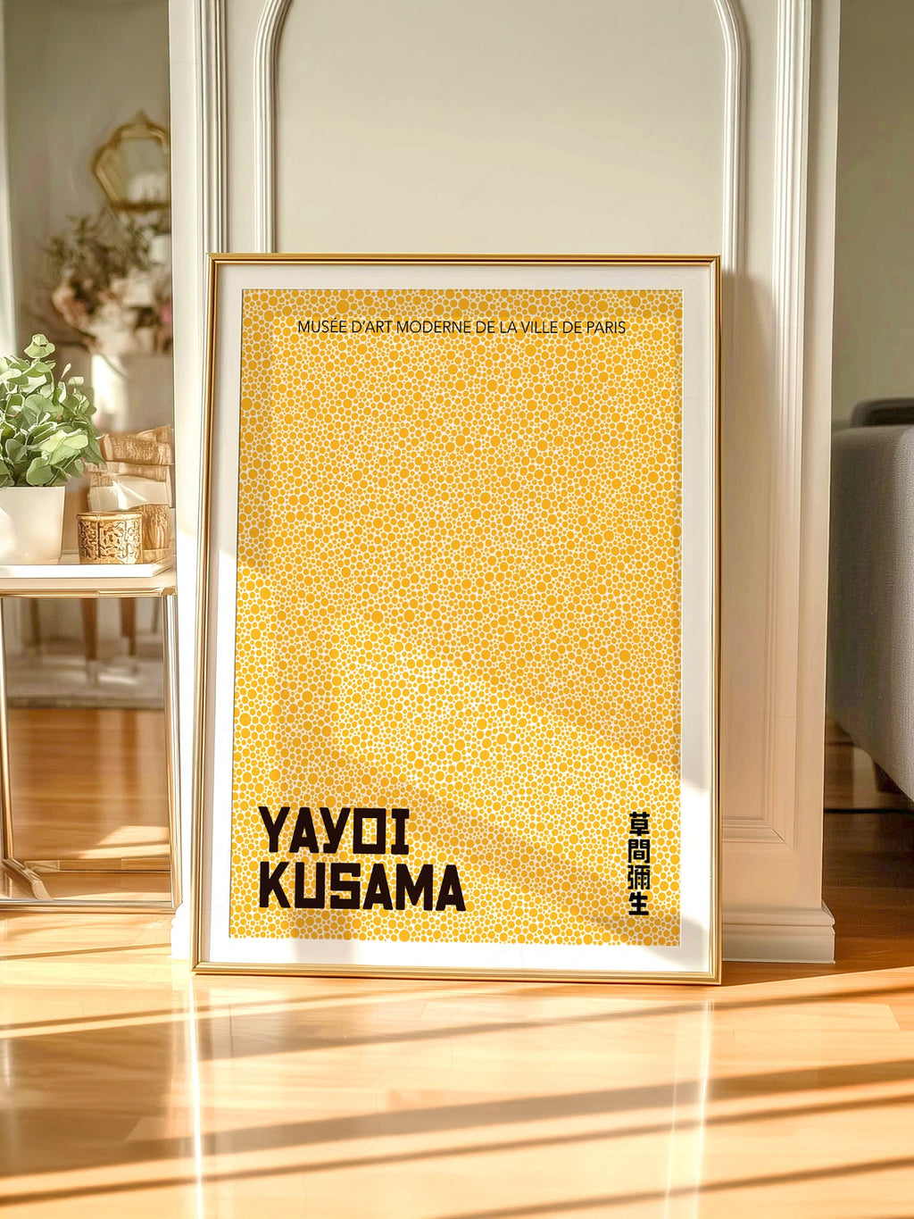 Yayoi Kusama Yellow Dots Exhibition Poster – Modern Japanese Wall Art