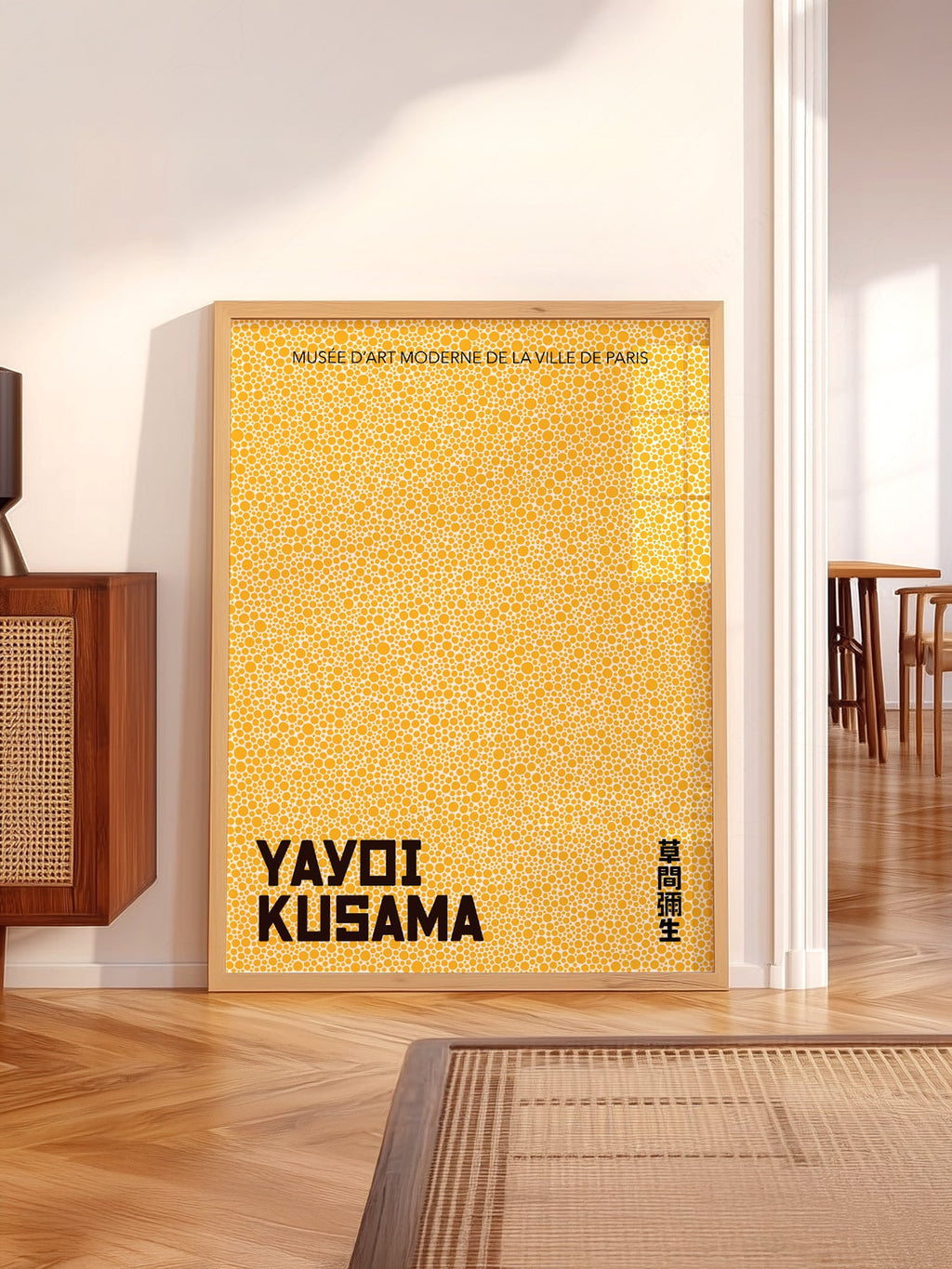 Yayoi Kusama Yellow Dots Exhibition Poster – Modern Japanese Wall Art