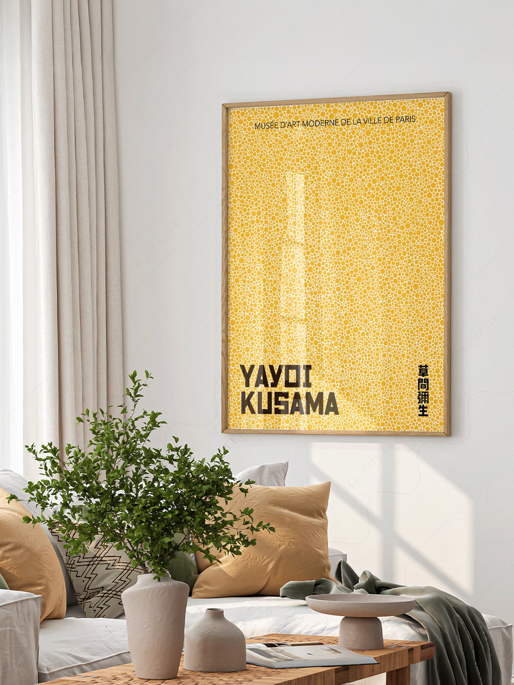 Yayoi Kusama Yellow Dots Exhibition Poster – Modern Japanese Wall Art