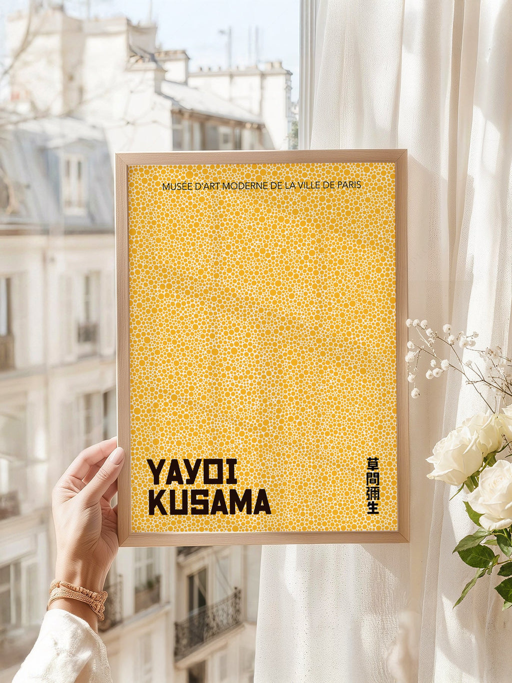 Yayoi Kusama Yellow Dots Exhibition Poster – Modern Japanese Wall Art
