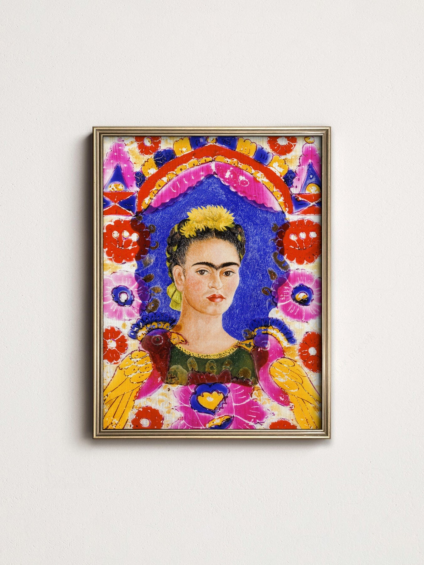 Frida Kahlo Self-Portrait The Frame Art Print – Mexican Folk Art Poster