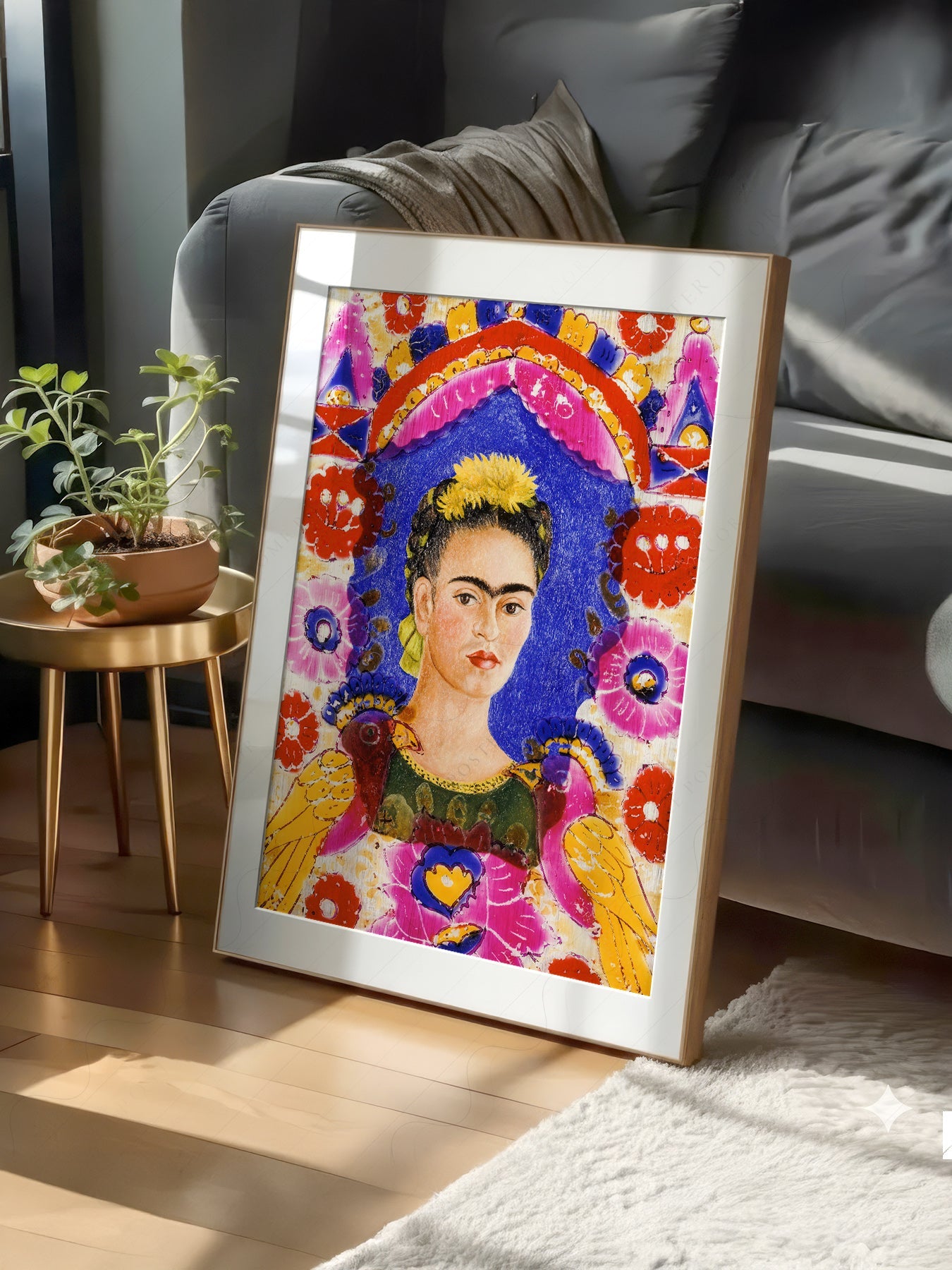 Frida Kahlo Self-Portrait The Frame Art Print – Mexican Folk Art Poster