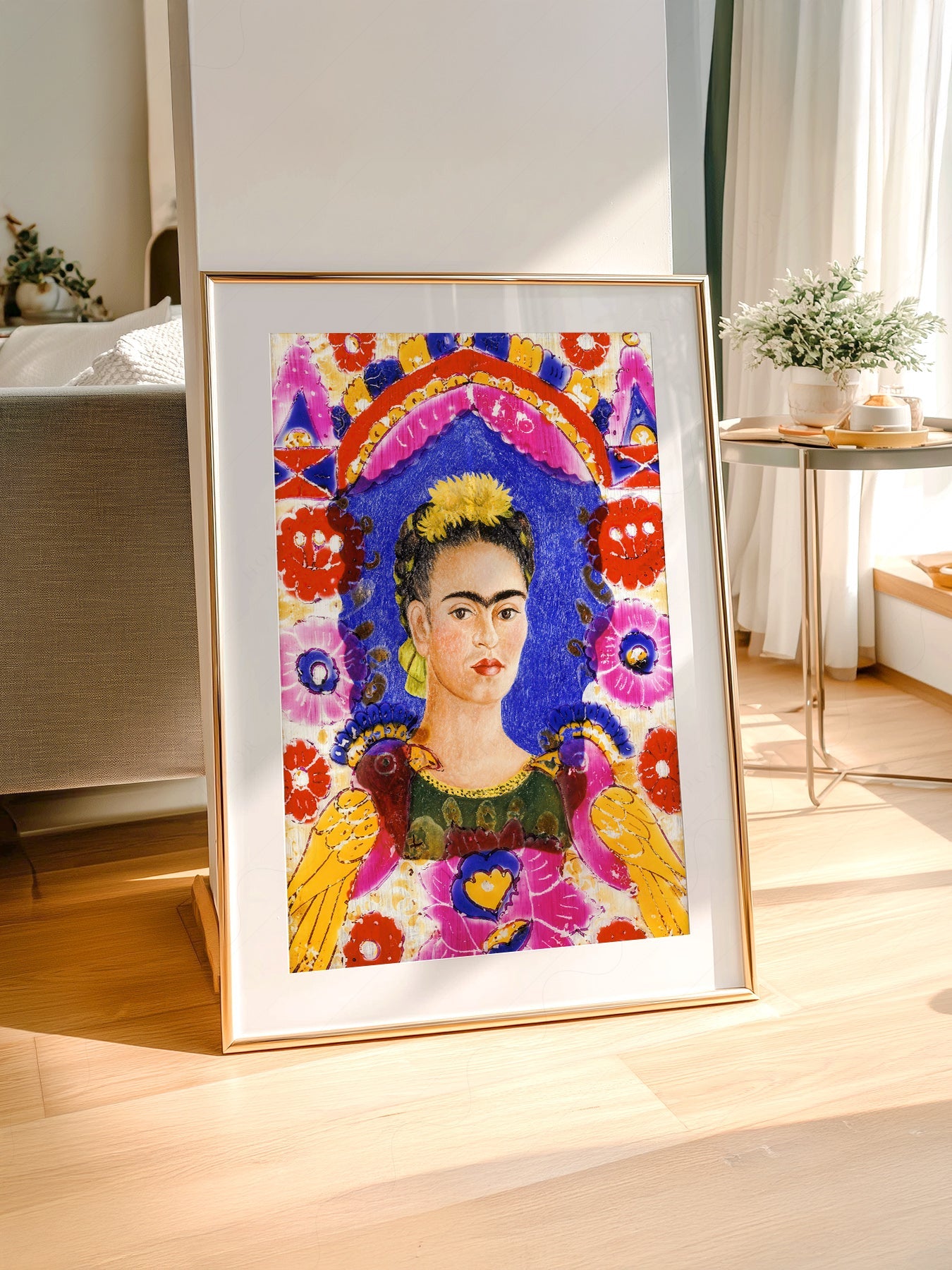Frida Kahlo Self-Portrait The Frame Art Print – Mexican Folk Art Poster