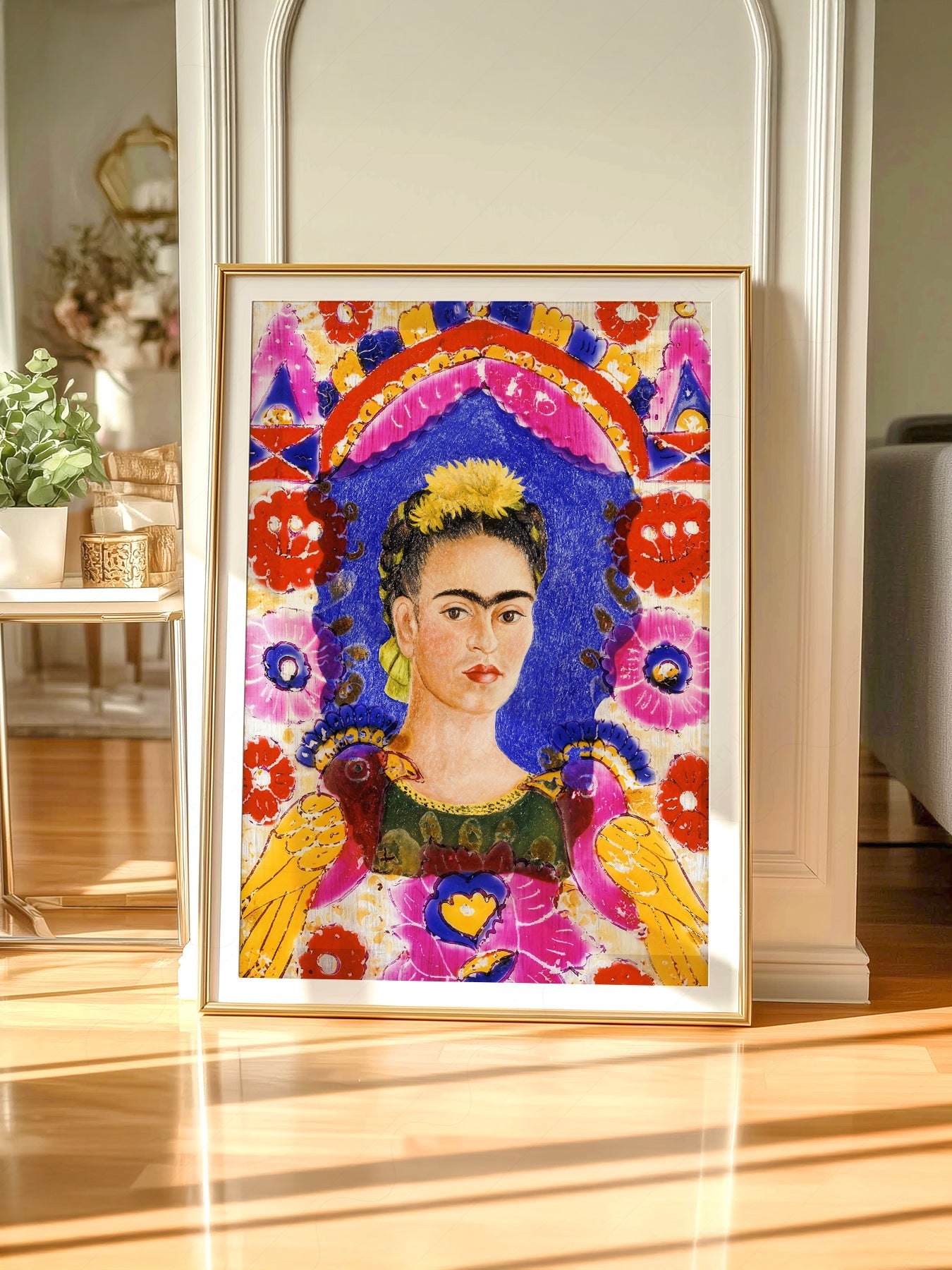 Frida Kahlo Self-Portrait The Frame Art Print – Mexican Folk Art Poster